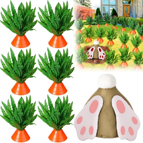 HyDren 37 pcs Easter Carrots Yard Decor Digging Bunny Garden