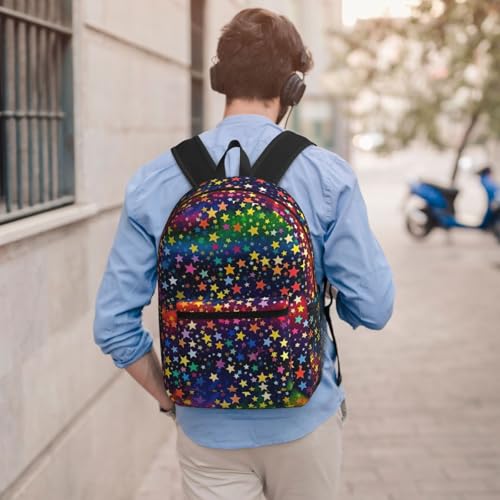 Neon Colorful Stars Fashionable Daypack 17 Inches Zippers Backpack Double Shoulder Bag for Women Men4