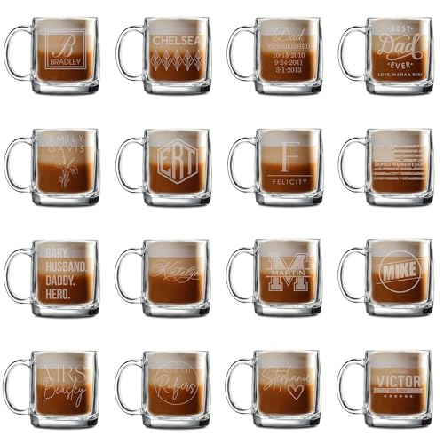 Taza de café de vidrio personalizada con grabado miniatura 2