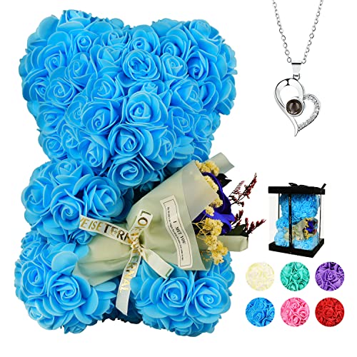 POHOMEGK Regalos de cumpleaños de oso de rosas, regalos de madre para mujeres, rosas que nunca se marchitan, regalo de rosa para el día de la madre, regalo de hija, regalo de boda nupcial, rosa del