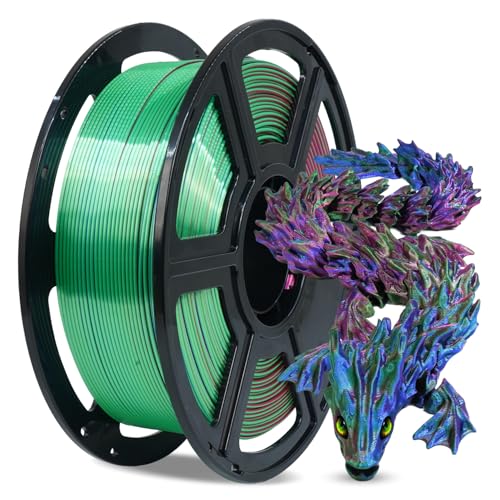 Image of FLASHFORGE Silk Tri-Color PLA Filament 1.75mm, Coextrusion Red Blue Green Triple Color Rainbow, 1kg, 3D Printer Filament