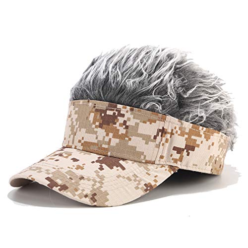 Men's Novelty Spiked Hair Visor Golf Hats Fake Hair Wig