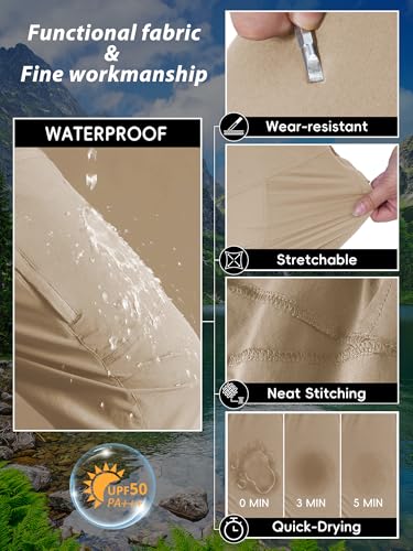 Image of Mens Hiking Pants Lightweight Cargo Work Tactical Nylon Stretch Waterproof Quick Dry Fishing Travel Outdoor 6 Pockets