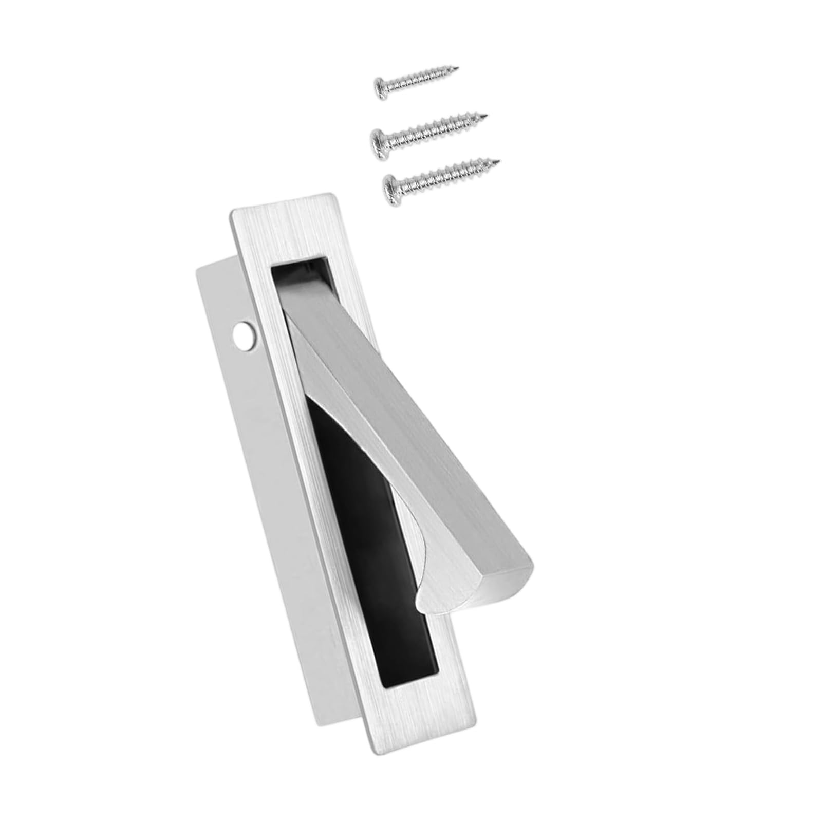 Elnwnnkc Silver Modern Recessed Cabinet Door Handle Stainless Steel Sliding Rustproof Pulls Furniture Hardware Enduring Stainless Steel Sliding