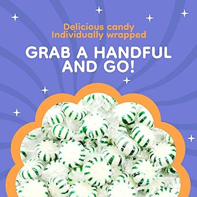 Starlight Spearmint Mints | 1 Pound Bag - Approx. 85 Count | Old Fashioned Hard Candy | Hard Candy Individually Wrapped for Office Bowls & Holiday Buffets
