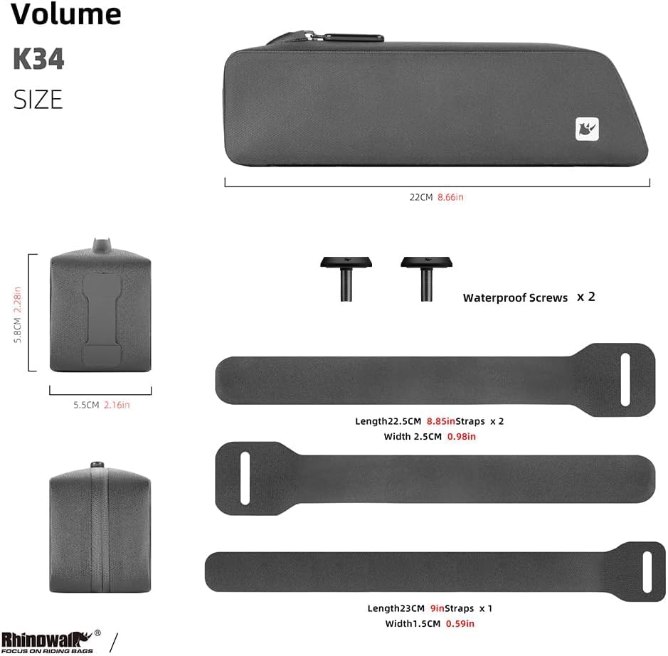 Rhinowalk Waterproof Bicycle Top Tube Bag Bike Front Frame Pack Lightweight Bolt-On Screw Cycling Upper Pipe TPU Pouch for Mountain Road Bike Fixed Gear Bike