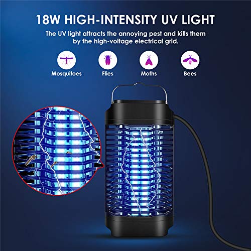 Electric Bug Zapper 18W For Indoor Effective 4200V Mosquito Zapper Killer Waterproof Mosquito Trap & Insect Fly Zapper (Black) #TOP1