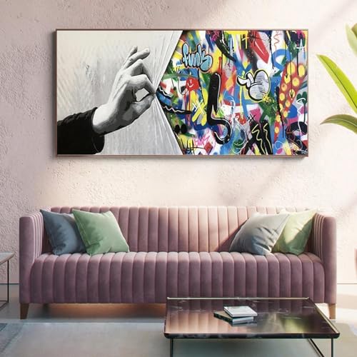 Peinture abstraite graffiti 60x120 cm sur toile avec châssis