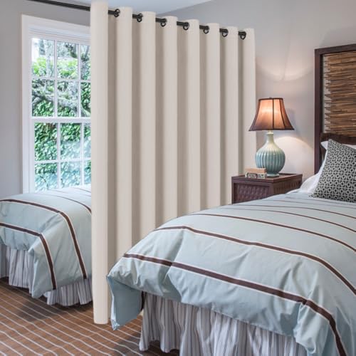 Image of H.VERSAILTEX Blackout Patio Curtains 100 x 84 Inches for Sliding Door Extral Wide Blackout Curtain Panels Thermal Insulated Room Divider - Grommet Top, 7' Tall by 8.5' Wide - Natural