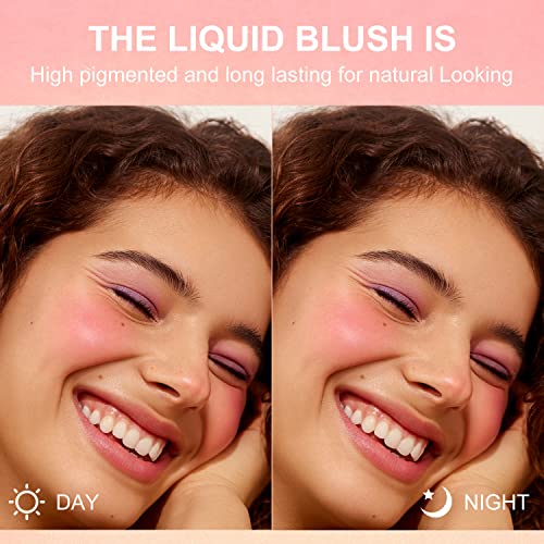 Liquid Blush For Cheeks, Makeup Blush Cream Weightless & Long Lasting, Bright Pink Blush Stick, Natural Looking & Easy To Blend (#7 Lucky) #TOP4