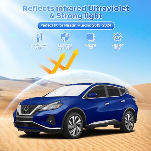 Image of Canvcle Window Shades for 2015-2024 Nissan Murano Accessories Windshield Sun Shade Side Rear Window Covers Sunshade Sun Visor Shield Privacy Protection for Camping Keep Vehicle Cool Black 8PCS
