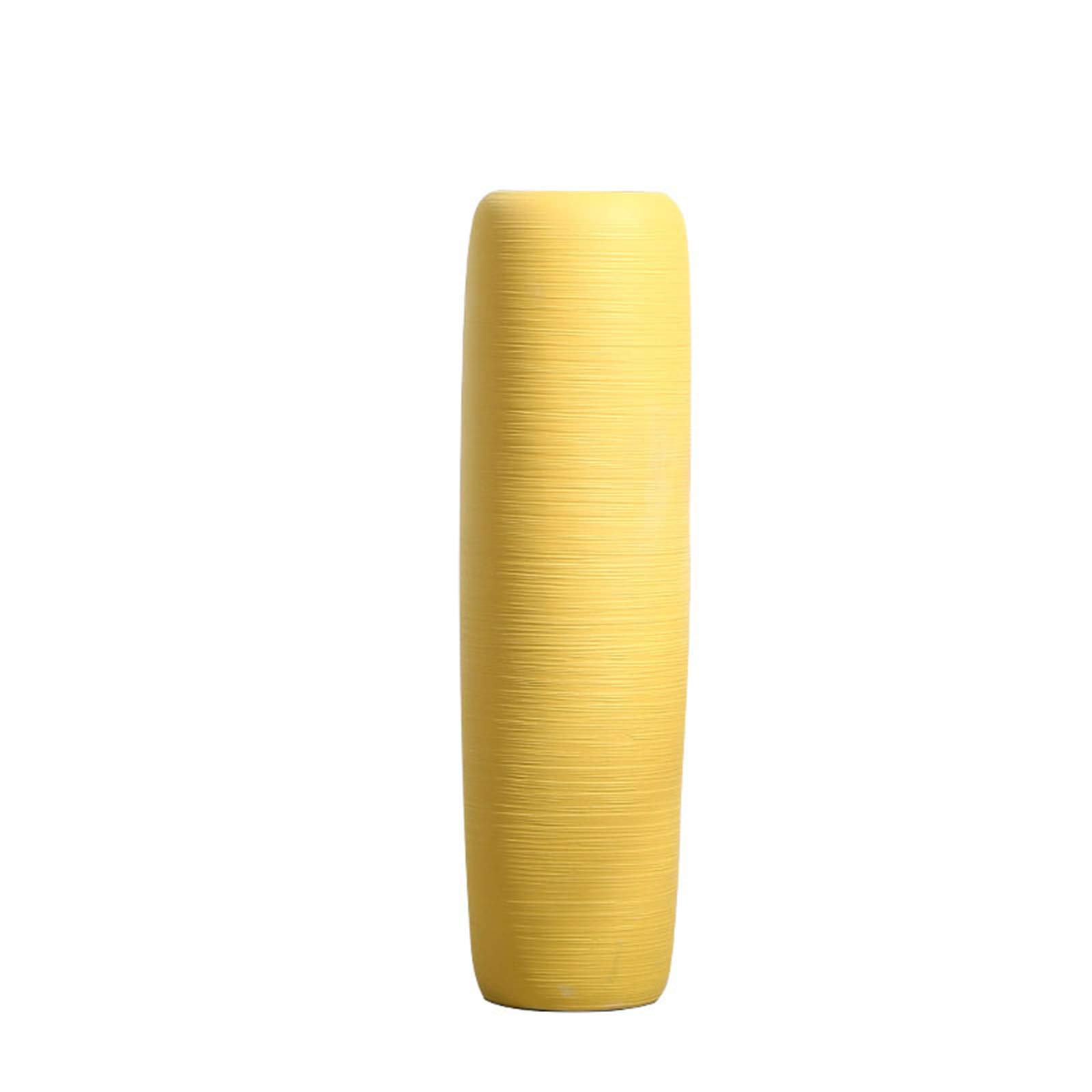 asdchZen Hotel Decorated Vase, Yellow Ceramic Vase Multifunction Sample Room Villa Living Room Ballroom Floor-Standing Decorative Vase,24 * 80CM