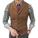Produktbild Tuikayoo Herrenanzug Weste Slim Fit Wollkleid Weste Tweed Herringbone für TrauzeugenBraunL