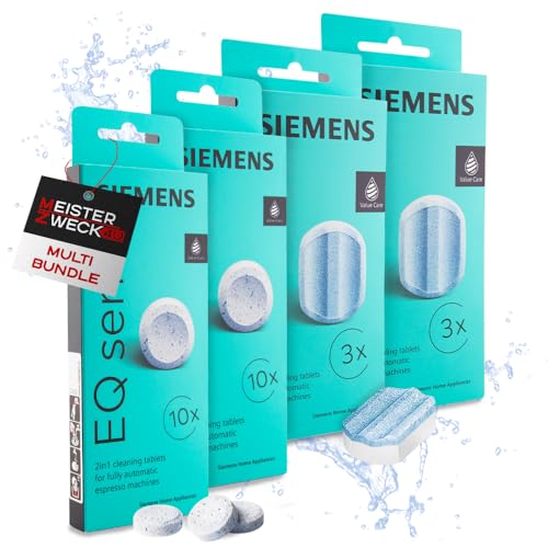 MEISTERZWECK4U 20x Reinigungstabletten & 6x Entkalkungstabletten, kompatibel mit Siemens EQ Series Kaffeevollautomaten - Reinigung Kaffeeautomat - Entfernt Kaffeeöle aus der Brüheinheit, entfernt Kalk