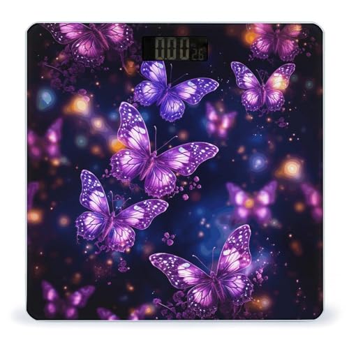 Báscula de baño digital con diseño mariposa y cristal templado miniatura 1