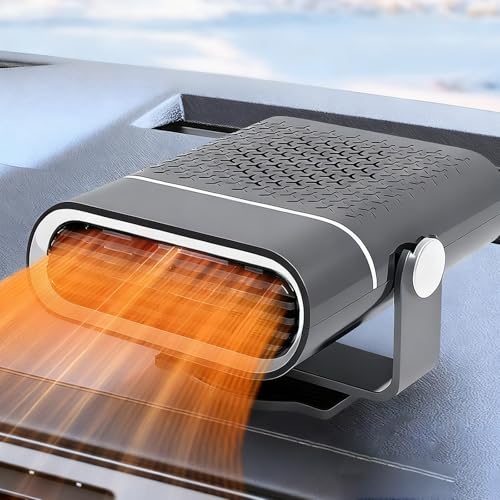 DAZZTIME Calefactor Coche Mechero Portátil,12V 150W Portátil Calentador Coche,Rotación 360°,Calentador De Coche,Calefacción y Ventilador de Refrigeración 2 en 1,Calentador De Coche Portátil
