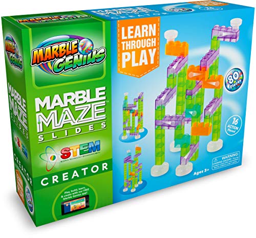Marble Genius - Marble Maze Slides Creator - Marble Run for Kids Age 4-8, 8-12 - Build & Discover Marble Tracks with This Marble Game Set - Marble Race Track Toy - Marble Tower Kit