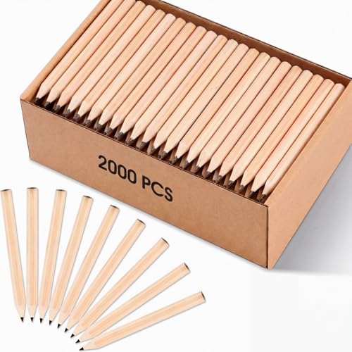 Yexiya Golf Pencils Bulk 2000 Pcs 2 HB Pre-Sharpened Hexagonal Yellow Wood Mini Pencils
