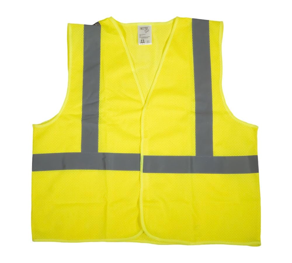 Mytee Products High Visibility Lime Yellow Reflective Safety Vest (M) - Type R Class 2, ANSI/ISEA Certified Breathable Polyester, 2