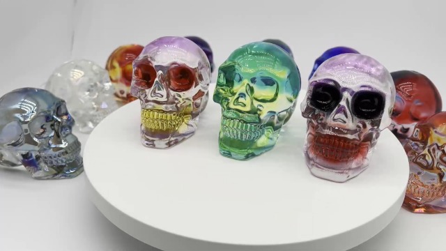 Estatua de Calavera de Cristal Electroplateada 7x5x6 cm miniatura 7