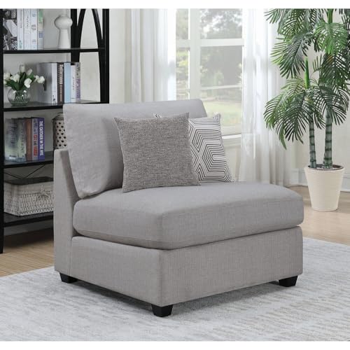 Sillón moderno tapizado sin brazos gris miniatura 7
