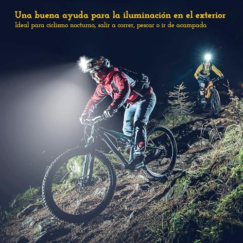 Image of CREADY Pack of 2 Rechargeable LED Headlamp, High Power Portable Head Light with Adjustable Angle and Waterproof, Rechargeable LED Light Spotlight Ideal for Running, Hiking or Cycling