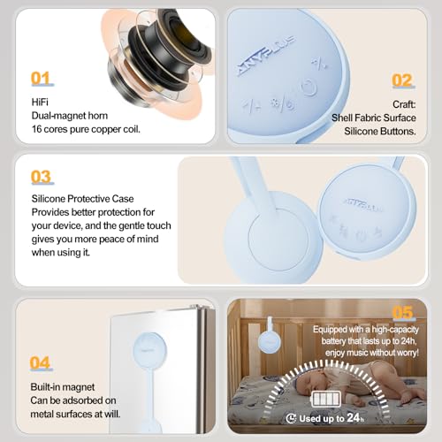 Image of White Noise Sound Machine, Portable Sound Machine for Sleeping Adults & Baby, with Bluetooth 5.1 /24 Soothing Sounds /Battery Powered /3 Timer Memory Function for Office /Bedroom /Travel（Blue）