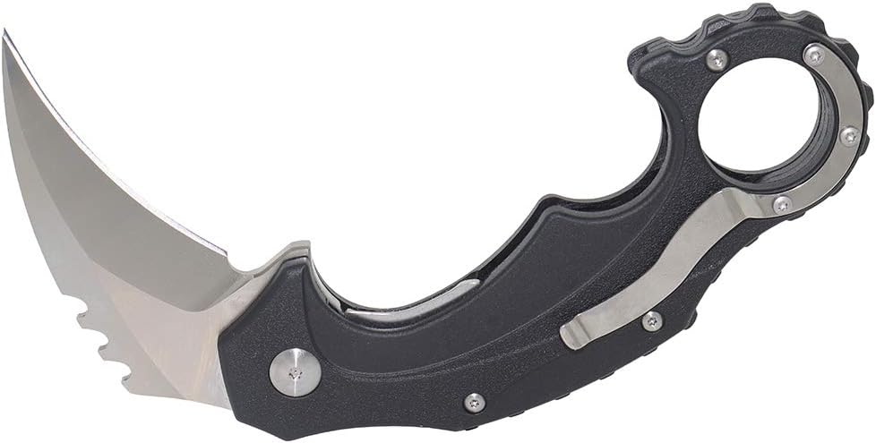 MASALONG kni189 blade folding claw Survival knife D2 steel (Sanding blade Black handle)