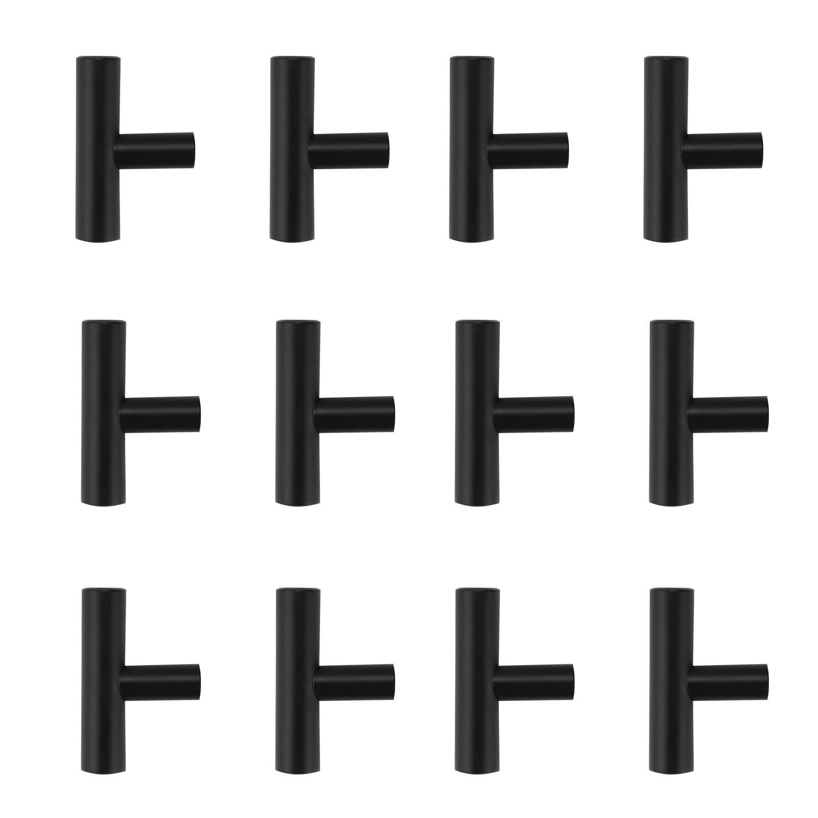 jaffiust Modern Europe Style Alloy Pull Handle Cabinet Wardrobe Furniture Door Knobs for Home Bedroom (Black)- 12 Pieces