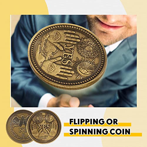 10 Pack Yes No Challenge Coin Decision Maker Coin Kindness Coins Collector\'s Medallion Souvenir Divination Flip Coin Lucky Metal Coins, Holiday School Office Gift, Party Game Supplies (Gold) - Thumbnail 4