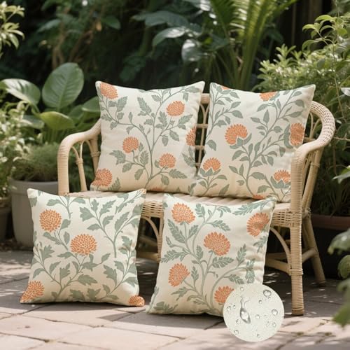 Coussin extérieur imperméable vert 45x45 anti-tache pour terrasse - 3