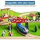 LiRiQi Holzeisenbahn Zug Elektrische, Eisenbahn Lok Kinder, Batteriebetriebener Lokomotivzug, Hohe Geschwindigkeit Spielzeug Kompatibel mit Brio Holzschienen, für Junge Mädchen