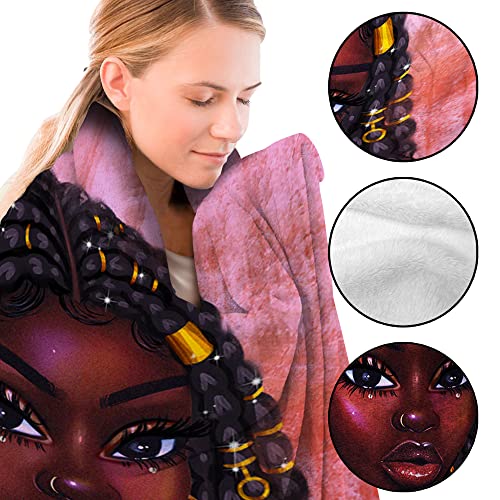 African Blanket Black Women Flannel Fleece Blanket Super Soft Cozy Plush Blankets For Couch Sofa Bed 60"X50" #TOP2