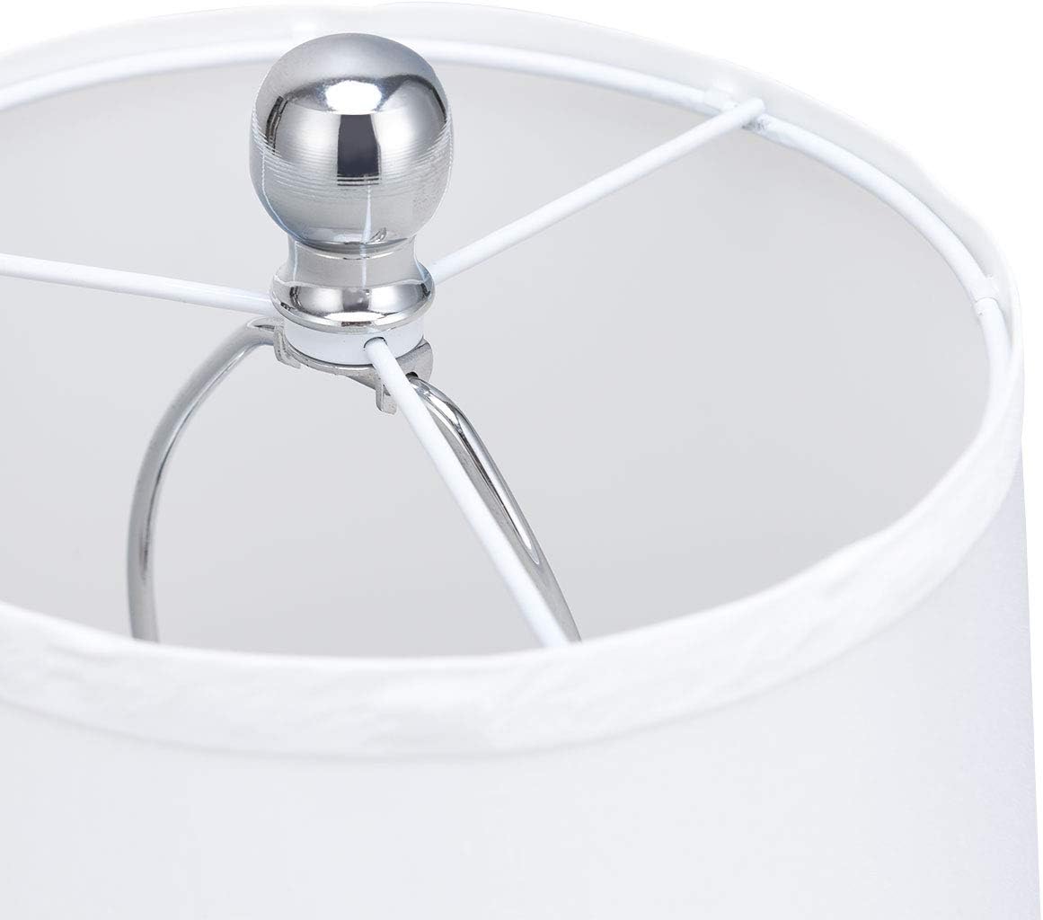 Goplus Tangkula 3-Piece Lamp Set with One Floor Lamp and Two Table Lamps Modern Home Living Room Bedroom Lamps with White Fabric Shades, Chrome Finished