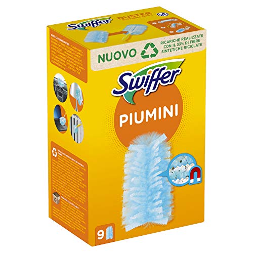 Swiffer Duster Ricambi Per Piumino Cattura Polvere 9 Pezzi, Catturano E Intrappolano Fino A 3 Volte Più Polvere E Peli Rispetto A Un Piumino Tradizionale