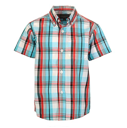 Image of Gioberti Boys Casual Plaid Checked Short Sleeve Button Down Shirt
