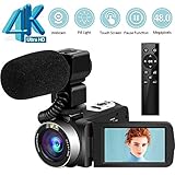 [page_title]-Videokamera 4K Camcorder Ultra HD 48MP Vlogging-Kamera mit Mikrofon 2.4G Wireless-Fernbedienung Camcorder Drehbarer Touchscreen und Webcam-Funktion