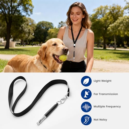 2 Pack Dog Whistle - Dog Whistle to Stop Barking Neighbor's Dog & Long Range Recall, Adjustable Ultrasonic Silent Dog Whistle with Lanyard for Training Recall, Professional Obedience (Black & White) - Image 5