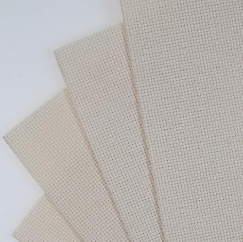 Image of KCS 4 /6 pc of 12 inch x 18 inch 30cmx45cm 16CT Counted Cotton Aida Cloth Cross Stitch Fabric (Ecru, 4 pc)