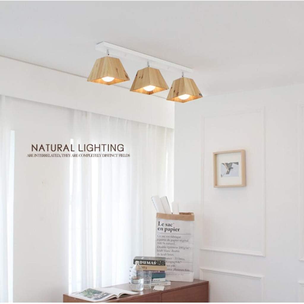 Lampa sufitowa z litego drewna, uchwyt lampy z kutego żelaza / drewniany klosz, 3 obrotowe reflektory punktowe, 3 gniazda E27, lampa wisząca w stylu retro, kompatybilna z żarówkami LED, czarna