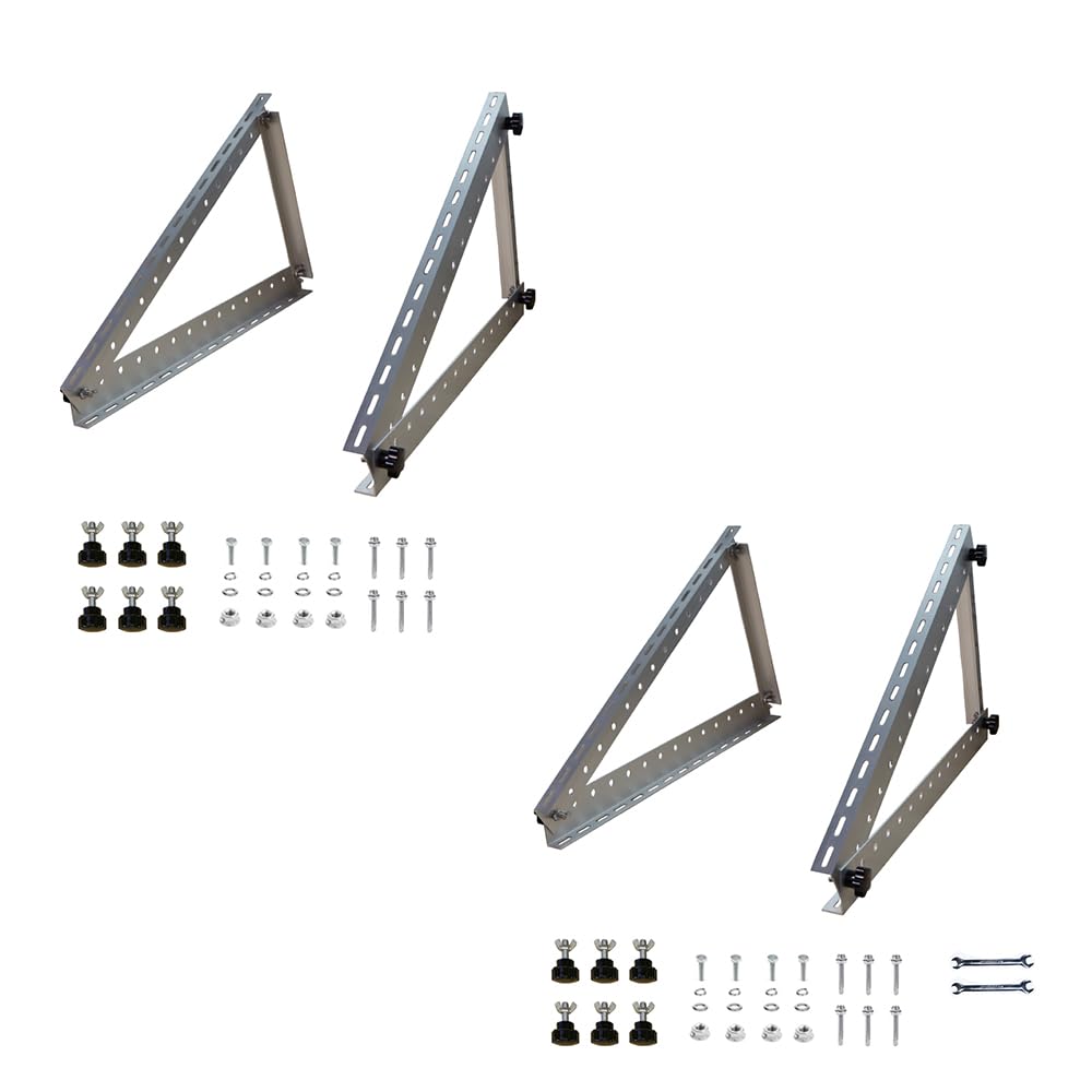 CMYYANGLIN Balcony Power Station Bracket Solar Module Bracket Flat Roof Solar Panel Mounting Brackets Tilt Mount Bracket Angle Adjustable 45 Inch 114 cm Long 2 Sets