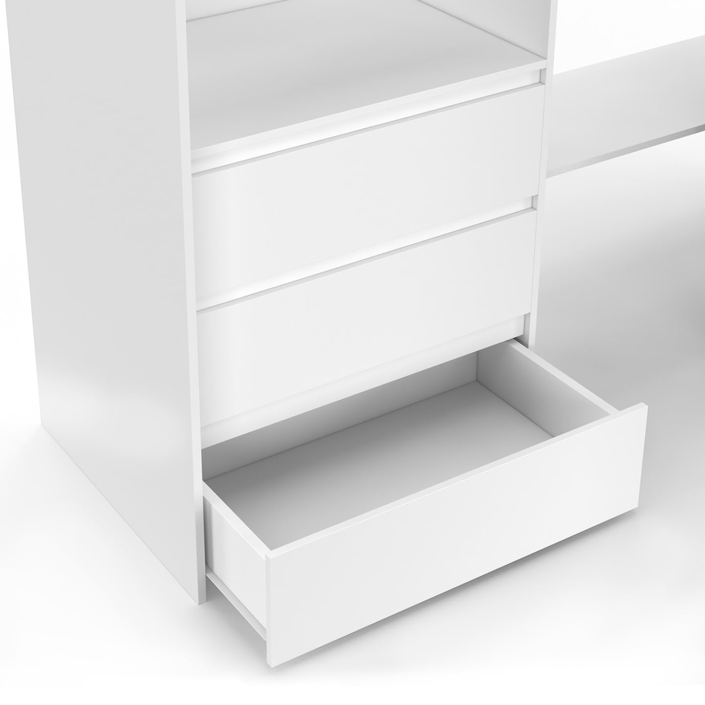 IDMarket - Vestidor extensible en ángulo Marlon 200 x 150 x 180 cm, color blanco