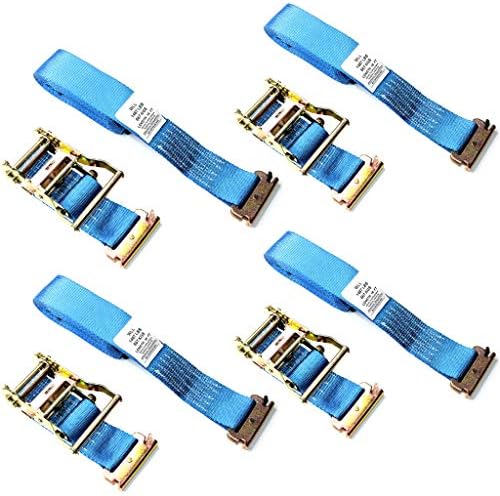 GRIPON (Pack of 4) 2 Inch by 16 Feet E Track Fitting Tie Down Ratchet Strap