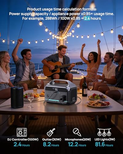 DARAN Portable Power Station 1200W Surge, 288Wh LiFePO4 Solar Generator (Solar Optional) with 100W PD & AC Outlets, Fast Charging Battery Supply for Camping - image 7
