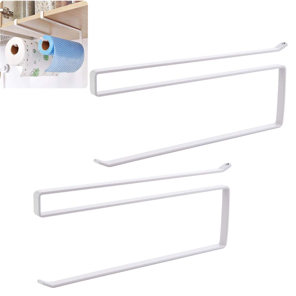 2 Pcs Kitchen Paper Roll Holders Metal Paper Towel Holders Simple Paper Tissue Roll Bracket for Cupboard/Cabinet