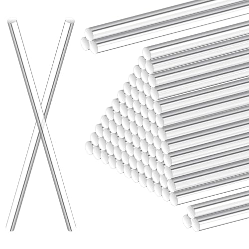 Sibba 100 PCS 8-Inch Clear Acrylic Rods 2mm Diameter Transparent Plastic Dowels for Cake Toppers Cake Pops DIY Crafts Party Decor Gardening Stakes Cocktail Stirrers