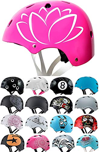 Skullcap® BMX Helm - Skaterhelm - Fahrradhelm - Herren Damen Jungs & Kinderhelm, Design Blume, Größe L (58 – 61 cm)