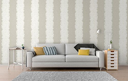Papel de Parede, Arabesco Degradê com Relevo, Cinza, 1000x52 cm, Bobinex Uau