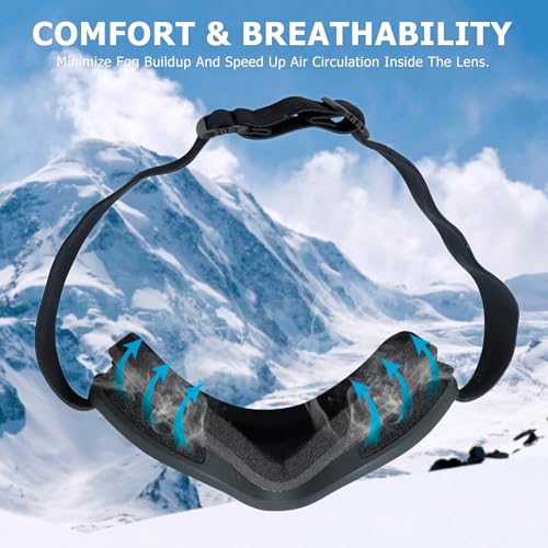 Sposune HX-030-BLACK&GRAY LENS Otg Ski Goggles Men Women, Over Glasses Anti Fog Snowboard Goggles thumb #4