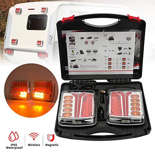 Led Sem Fio Trailer Magnético Caminhão Traseiro Traseiro Sinal De Luz Traseira Luz De Freio Para Reb